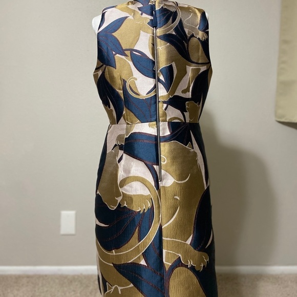 Ann Taylor Blue and Gold Midi Dress - Picture 3 of 14